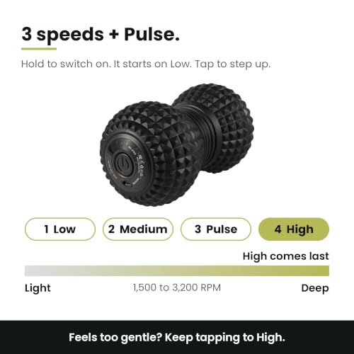 Vibrating Peanut Massage Ball, Deep Tissue Muscle Roller for Back and Spine, Neck, Legs and Feet, 3 Speeds Plus Pulse, USB C Rechargeable, FSA Eligible & HSA Approved
