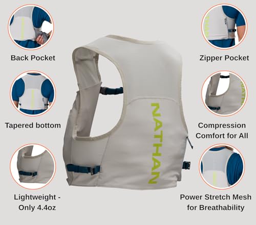 Nathan Pinnacle Featherlite 1.5L Hydration Vest for Running – Ultra-Lightweight, Compression-Fit with Hydrapak Soft Flask - size: XX-Small-X-Small, style: Vapor Grey