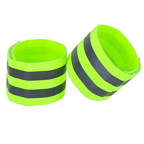 X AUTOHAUX 4 Pcs Reflective Bands for Wrist High Visibility Night Safety Cycling Riding Reflector Tape Straps Bracelet - color: Green