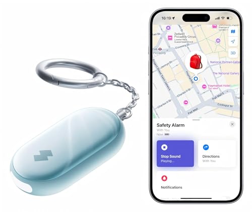 SwitchBot 130 dB Personal Safety Alarm for Women with Apple Find My APP, Extra-Loud Siren & Strobe Light, Waterproof Self Defense Keychain for Women, College Girls and Kids (Blue) - color: Blue