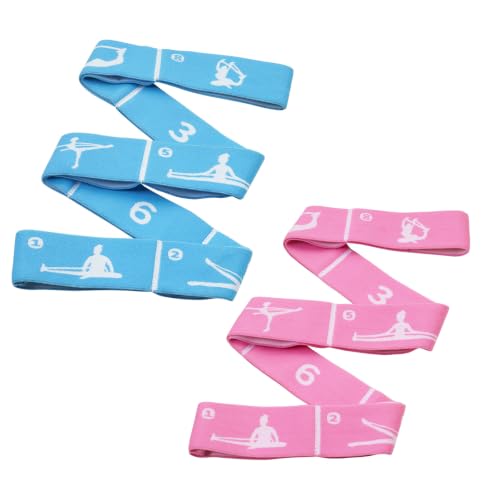 2-Pack Adjustable Kids Dance Stretch Bands - 8-Loop Elastic Bands for Ballet, Latin, Yoga, Gymnastics & Stretching - Flexible, Multi-Section Design for Dance Training & Flexibility - color: Blue+Pink