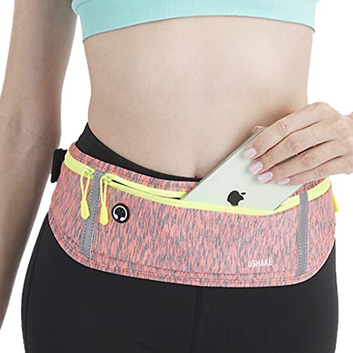 USHAKE Slim Running Belt, Bounce Free Fanny Pack Phone Holder - color: Orange