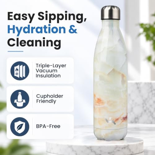 Konokyo 25 oz Insulated Stainless Steel Water Bottle, Marble Jade - color: Marble-Jade, size: 25 Ounces
