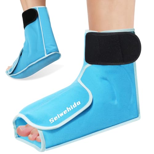 Ankle Ice Pack Wrap for Foot Heel Swelling Pain Relief, Reusable Large Hot Cold Gel Pack for Sprained Ankle, Achilles Tendonitis, Arthritis, Plantar Fasciitis, Post-Surgery, Sports Injury(Blue,1PCS) - color: Light Blue