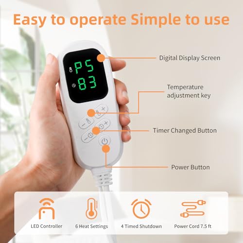 Extra-Large Heating Pad 15.7" x 50". 6 Heat Settings & 4 Timers