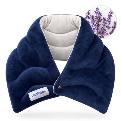 Neck Heating Pad Microwavable for Pain Relief, Moist Hot Compress - color: Navy Blue