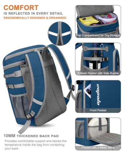 Capolo Cooler Backpack Insulated Leak Proof for Women Men Soft Cooler Bag - color: Leather Blue, size: 45 Cans