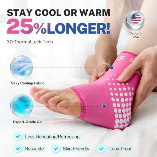Ankle Ice Pack Wrap, Long-Lasting Cold Compression for Ankle Recovery - color: Pink, size: XL