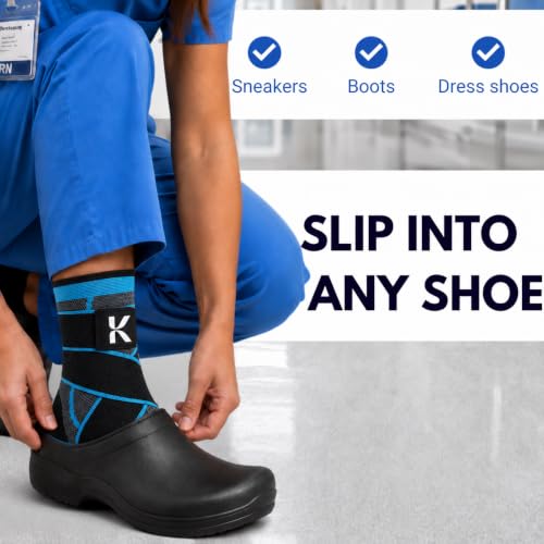 Koprez Ankle Compression Sleeve & Ankle Brace for Plantar Fasciitis Relief - color: Blue, size: Small