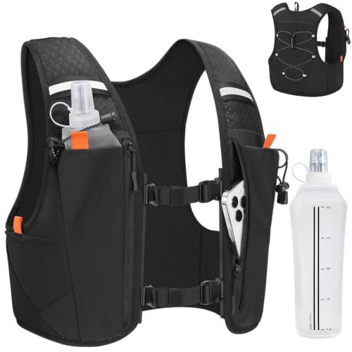 NOOLA Running Vest for Women Men with 2 Pcs 500ml Soft Flask & Phone Holder - size: Small