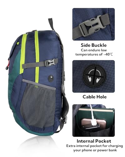 WATERFLY Lightweight Packable Hiking Backpack, 30L Day Pack - color: Green & Yellow