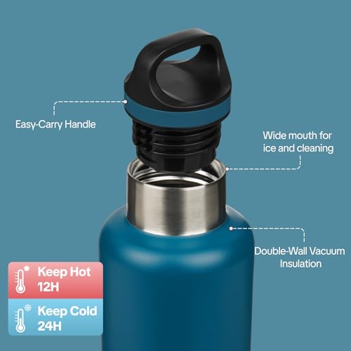 BJPKPK 32oz Insulated Water Bottle Stainless Steel Water Bottle with Handle - color: Indigo Black, size: 32 Ounces