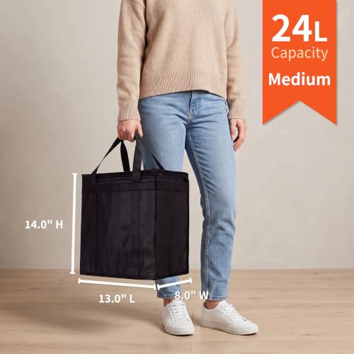 NZ home Insulated Food Delivery Bag, Grocery Cooler & Catering Tote - color: Black, size: Medium