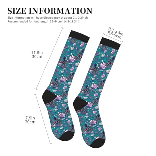 Compression Socks Knee High Circulation Support Socks For Women Men Athletic Running Hiking Travel - color: Cute Octopus