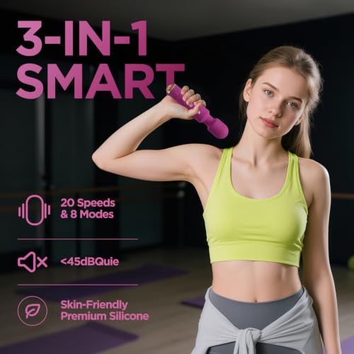 Personal Massager - 4H Max Runtime & Ultra-Quiet - Waterproof - 20 Modes 8 Speeds for Deep Tissue Back Massage, Post-Workout Recovery and Neck Muscle Relaxation(Liverpurple) - color: Liverpurple
