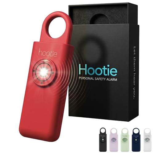 HOOTIE Personal Safety Alarm for Women, Men and Kids — 130dB Personal Alarm Keychain, Pull Pin Safety Alarm Keychain with Strobe Light, Self-Defense Alarm for Campus, Travel and Running — Red - color: Red