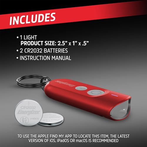 Energizer Find Me Keychain Light, Apple Find My Bluetooth Tracker, Red - color: Red