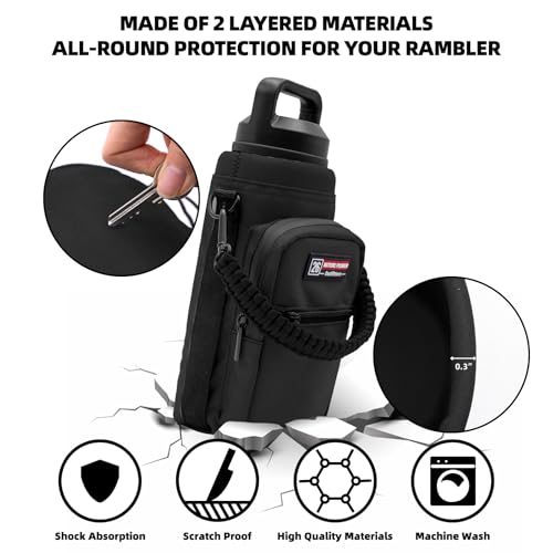 NATURE PIONEOR 26-128 oz Insulated Water Bottle Carrier Holder with Strap - color: Black, size: 18-26oz