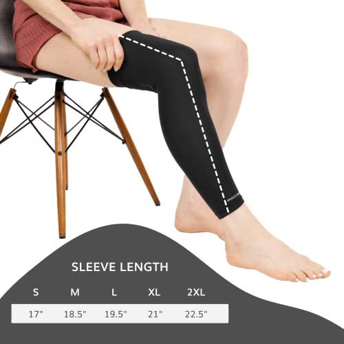 BraceAbility Full Leg Compression Sleeve - Calf Injury, Runner's Knee, Pulled Hamstring, Shin Splints Pain Recovery Wrap
