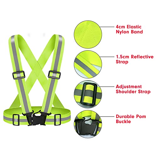 Reflective Vest Running Gear High Visibility Safety Vest Strap for Night - color: Fluorescent Yellow