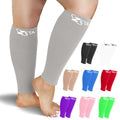 Zeta Wear Plus Size Calf Compression Sleeves for Women and Men, Wide Calf Footless 15-19 mmHg, 2XL-6XL - color: 1 Pair - Gray, size: LXL