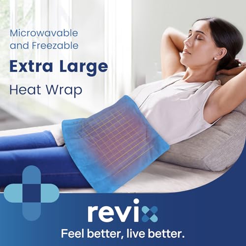 REVIX Extra Large Microwavable Heating Pad for Back, Moist Heat Wrap, Blue - color: Blue