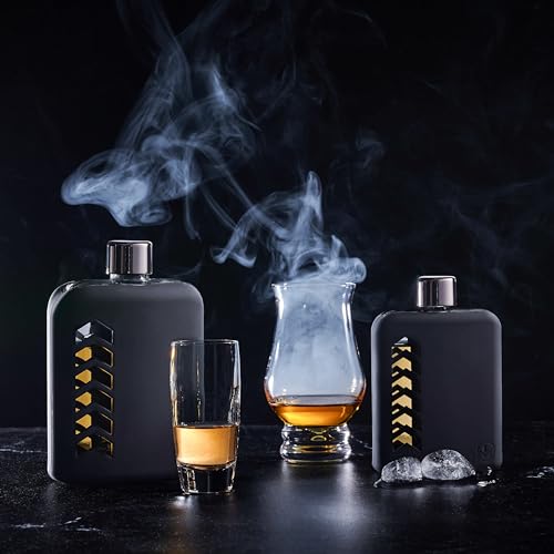 Large Glass Flask Set for Men & Women - Drinking Hip Flask Bottle with Cork & Silicone Seals for Whiskey, Liquor, Alcohol - Includes Metal & Plastic Lids, Funnel, Protective Silicone Sleeve - 240ml. - size: 8oz.
