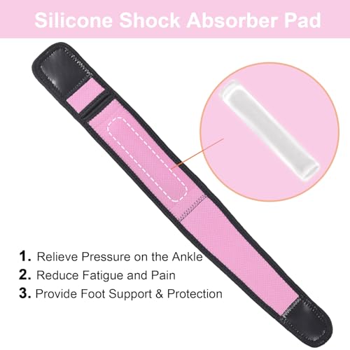 Achilles Tendonitis Brace for Women, 1Pcs Adjustable Ankle Brace with Silicone Pad for Running Hiking Sports, Pink - color: Pink