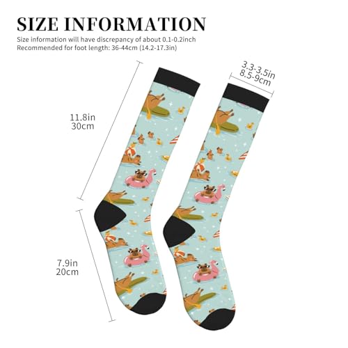 Compression Socks, Unisex 15-20 mmHg Knee High Support Socks - color: Cute Capybara