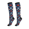 Patterned Knee High Socks for Women Men Athletic Running Travel Work - color: Sea Crab