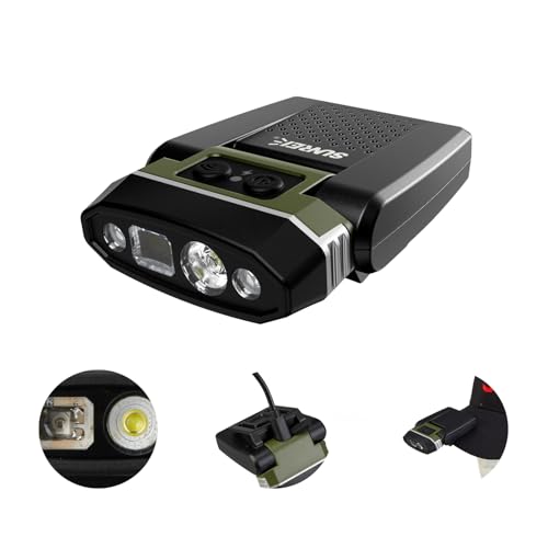 SUNREI 1800mAh Rechargeable 300 Lumen LED Headlamp with Motion Sensor - size: H300-military green
