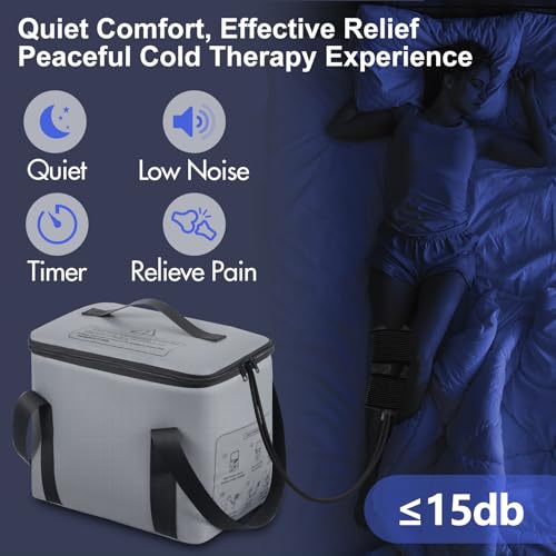 Ice Machine for Knee After Surgery, Portable Cold Therapy Machine with Timer & Quiet Pump, Ice Therapy Unit for Knee Recovery, Shoulder, Elbow, Hip and Ankle