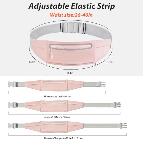 Slim Running Belt for Women Men,Phone Holder Waist Pack,Runners Fanny Pack - color: LIGHT PINK