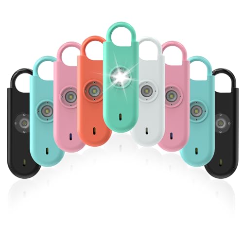 Fauxomor 140dB Personal Safety Alarm for Women 9pack Self Defense Keychain - color: 6 Colors+Pink+Blue+Black
