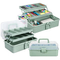 Teecyhooo 2 Pcs 13 Inch 3-Layer Tackle Box Organizer, Adjustable, Green - color: Green