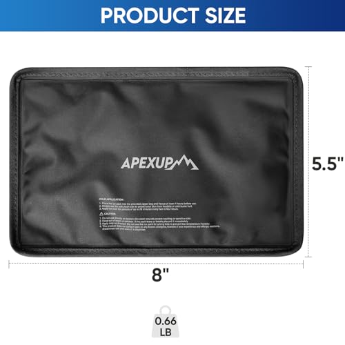 APEXUP Gel Ice Packs for Injuries Reusable, Flexible Double Sided Cold Packs for Injuries, Ice Pack for Knee, Shoulder, Back, Hip, Leg, Arm (Black, 8"x5.5", 2PK) - size: S-2PK (8"x5.5"), style: Black