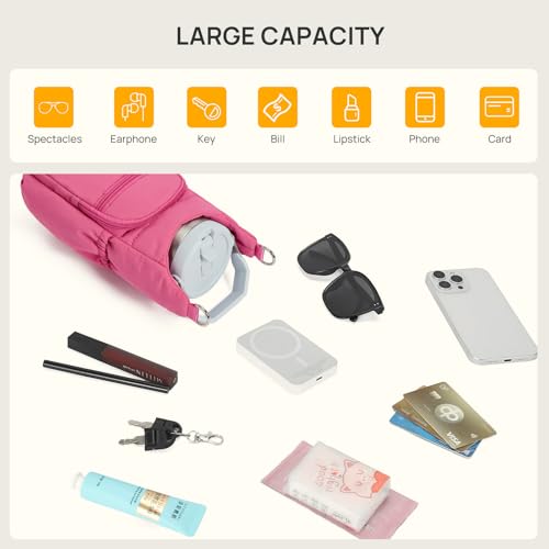 Telena Water Bottle Holder with Strap RFID Crossbody Bags for Women - color: Rose Red