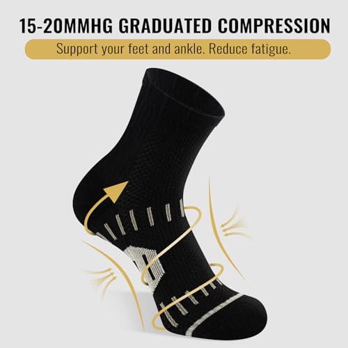 6 Pairs Copper Ankle Compression Socks for Men and Women - color: Black*6, size: Large-X-Large