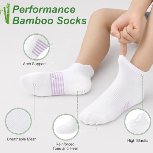 6 Pairs Thin Breathable Bamboo Ankle Socks for Women - color: 6 White, size: Medium