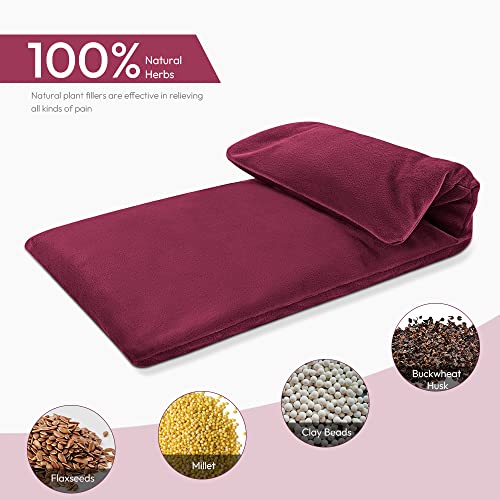 Microwavable Heating Pad with Washable Cover, 8 x 18 Microwave Heating Pad for Neck and Shoulders, Moist Heat Bean Bag Warm Compress for Knee, Joints, Wrist, Abdomen (Wine Red) - color: 8 X 18" Wine Red - 1 Pack