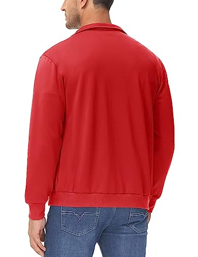 MAGCOMSEN Men's Track Jackets Lightweight Full-Zip Casual - color: Tomato Red, size: XX-Large