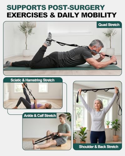 Trideer Stretching Strap with Loops, Yoga Strap, Stretch Bands for Exercise - color: Black/75"x1"