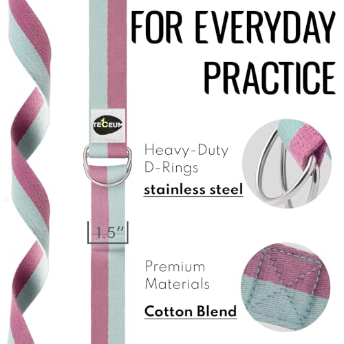 TECEUM 2 IN 1 Yoga & Mat Strap for Stretching – Cotton – 6/8/10 ft - color: Lavender Green, size: 10 ft