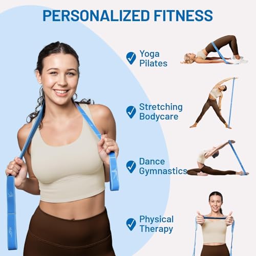 Slim Panda Stretch Strap with 9 Loops, Elastic Yoga Straps for Stretching - color: Blue