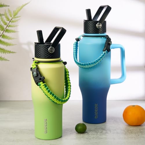 BJPKPK 35oz Insulated Water Bottle with Handle & Straw Lid, Stainless Steel - color: Sky, style: 35oz-Side Handle