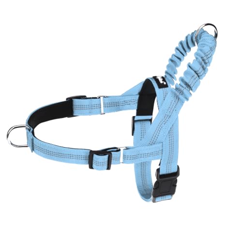 PUPTECK No Pull Dog Harness Small Sized Dog, Adjustable Reflective Pet Vest Harness with Bungee Handle, Escape Proof No Choke Harness for Small Dogs Walking Training, Sky Blue S - color: Sky Blue, size: S (NECK: 15"-17.5", CHEST: 18.5"-24")
