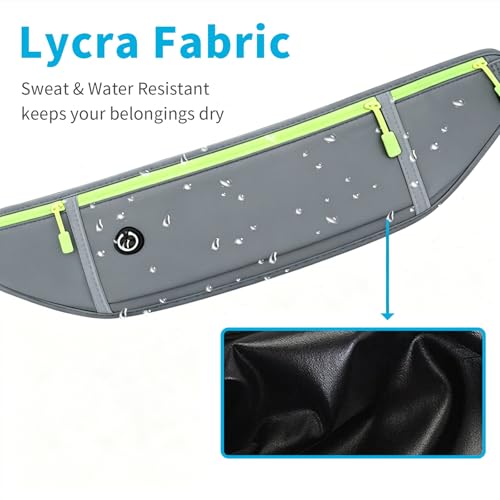 Slim Running Belt for Women Men,Runners Fanny Pack Phone Holder,Money Belt,Running Gear Accessories,with 3 Pockets (Green-gray) - color: Green-gray
