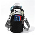 Water Bottle Carrier Bag Crossbody Phone Pocket for Women 40oz - color: Black