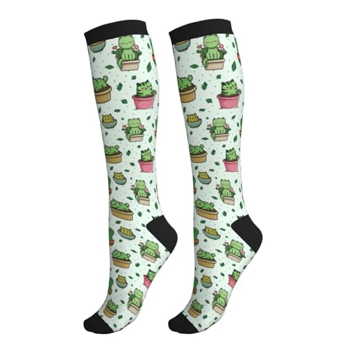 Compression Socks Knee High Support Socks Women Circulation Stockings for Athletic Running Cycling Flying - color: Cat