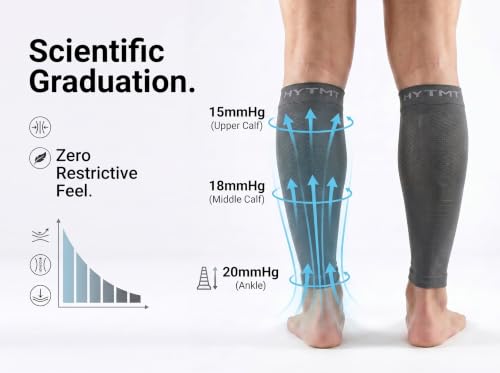 Compression Calf Sleeves for Men & Women 15-20 mmHg - color: Grey, size: Medium
